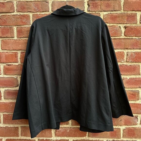 Eileen Fisher $278 Cotton Blend Ponte Notch Collar Blazer Jacket Black 1X NEW - Picture 6 of 10